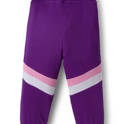 Babyhug Terry Knit Full Sleeves Top and Joggers Set With Cut & Sew Detailing & Awesome Text Print - Purple & Pink image 5