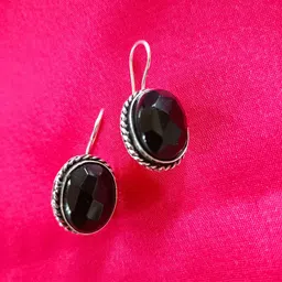 Bareilyy Artificial Stones Studded Oval Shaped Drop Earrings-image-2