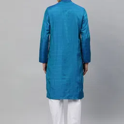 Manthan Men Blue Solid Straight Kurta image 3