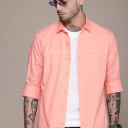 WROGN Pure Cotton Minimal Printed Slim Fit Opaque Casual Shirt-picture-43