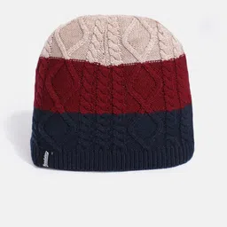 Roadster Unisex Navy Blue & Beige Self Design Beanie image 5