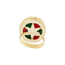 TEEJH Gold Plated Stone Studded Finger Ring image 4