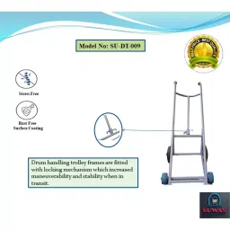 SUWAS TROLLEY STORE 400 Kg Mild Steel/Iron Power Coated Drum Handling Trolley SU-DT-009 image 4