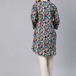 Nayam By Lakshita Floral Printed Mirror Work Cotton Cambric Kurti image 3