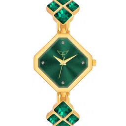 WHITE BIRD Women Brass Embellished Dial & Bracelet Style Straps Analogue Watch JK-108 Gold D Green-image-92
