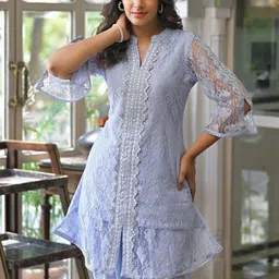 AARAAS Self Designed Pure Cotton Mandarin Collar A-Line Kurta With Dhoti Pant image 2