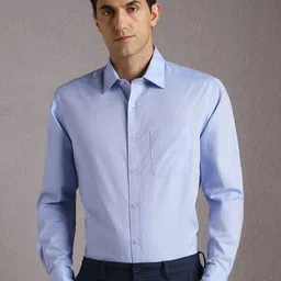 Louis Philippe Textured Spread Collar Pure Cotton Formal Shirt-picture-26