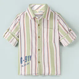 INFINITY Cotton Woven Full Sleeves Striped Shirt - White-picture-25