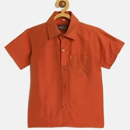 THANGAMAGAN Half Sleeves Solid Shirt - Coral-picture-16