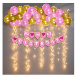 Bubble Trouble Half Birthday Decorations For Baby Girl Combo With Lights32Pcs Items Set For 6 Months Birthday Decorations For Girl1/2 Birthday Decorations For GirlsHalf Bday BannerBalloons Light-picture-44