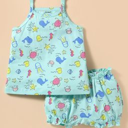 CUCUMBER Sinker Knit Sleeveless Innerwear Set With Animal Print - Aqua-picture-18