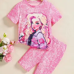 Xsole Girls Printed T-shirt with Shorts Clothing Set-picture-56