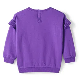 Babyhug Knit Full Drop Shoulder Sleeves Sweatshirt with Unicorn Graphics - Purple image 2