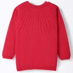 Toffyhouse 100%Supercombed Cotton Flat Knit Full Sleeves Solid Color Pullover Sweater - Red image 2