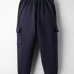 smarty boys Smarty Sniker Knit Full Length Lounge Pants with Cargo Pockets & Text Print - Navy Blue image 2