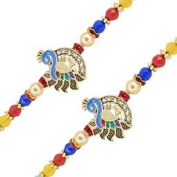 MEIRA JEWELLERY Set Of 2 Artificial Stones Studded & Beaded Thread Rakhis image 5