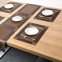 Baskety 5Pc Brown Heat Resistant Placemats & Table Runner Set image 4