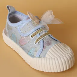 Cute Walk by Babyhug Casual Shoes with Velcro Closure Butterfly Applique- Blue image 3