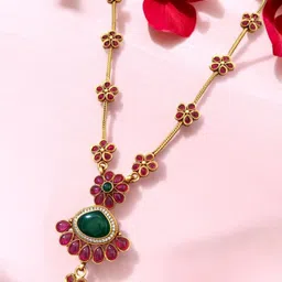 Pihtara Jewels Gold-Plated Stones Studded & Beaded Jewellery Set-picture-30