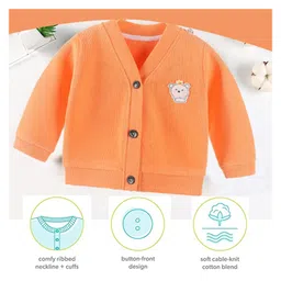 MOMISY Full Sleeves Solid Sweater with Applique - Orange image 4