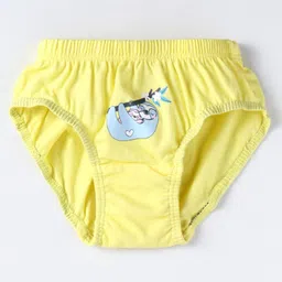 Revvo Junior  Cotton Knit Text Printed Panties Pack of 3 - Navy Light Yellow  & Red image 4