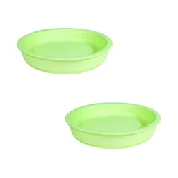 LASAKI 2Pcs Lime-Green Ceramic Lightweight Circular Flower Planter Plates-picture-14