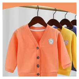 MOMISY Full Sleeves Solid Sweater with Applique - Orange image 5