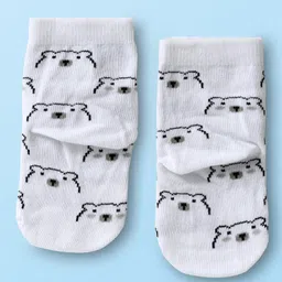 Cute Walk by Babyhug Knit Ankle Length Antibacterial Socks with Bear Design Pack Of 3 - Brown & Cream image 5