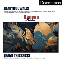 DEKORSTATION Beige & Grey Leaves Floral And Botanical Canvas Wall Art image 5