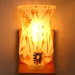 1ST TIME Gold-Toned & White Printed Wood Contemporary Abstract Shaped Shaped Wall Lamp image 4