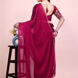 K 5 Fashion Embroidered Pure Chiffon Saree image 3