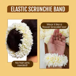 Matra Hair Gajra Scrunchie Mogra Scented Artificial Ethnic Floral Hair Accessory For Bun Juda image 3