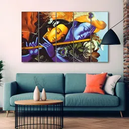 The Castle Decor Blue & Orange 5 Piece Wood Religious Wall Paintings-image-38