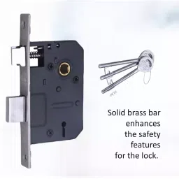 Atom MH-O54-KY-BLK 203.2 mm (8 Inch) Zinc Black Matt Finish Mortise Door Handle Set with Lock Body image 4