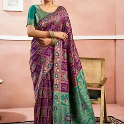 Moda Rapido Ethnic Motifs Zari Silk Blend Handloom Banarasi Saree image 4