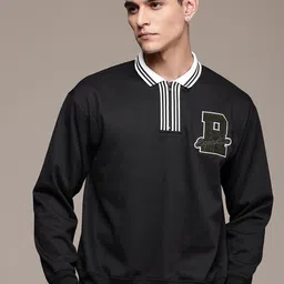 The Roadster Life Co. Relaxed Fit Contrast Mock Collar with Applique Detailing Sweatshirt image 5