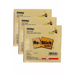 Oddy Re-sticky Notes 3x3 inch 100 Sheets Yellow (Pack of 50) image 2