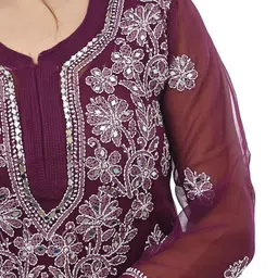 MRS RIGHT Women Ethnic Motifs Embroidered Regular Mirror Work Kurta with Palazzos image 3