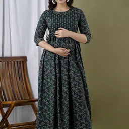 Tulsiram Women Floral Printed Floral Maternity Straight Kurta-image-11