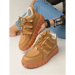 Shoetopia Women Solid Tan Sneakers-image-51