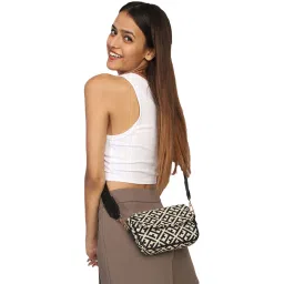 MINI WESST Black And White Sling Bag and Pouch (Set of 2) image 2