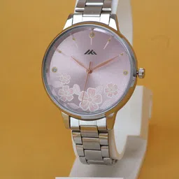 VIRAKTI Women Brass Embellished Dial & Stainless Steel Bracelet Style Straps Analogue Watch G-61-PINK-picture-31