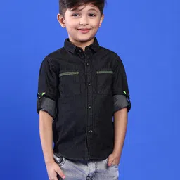 Tales & Stories Full Sleeves Solid Cotton Shirt - Black-picture-25