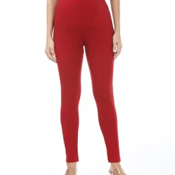 Bella Mama Full Length Maternity Leggings With Tummy Band Solid color- Maroon-image-32