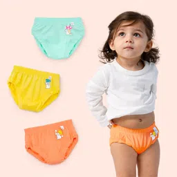 SuperBottoms Pack of 3 Bamboo Bunny Printed Super Soft Briefs - Yellow Orange & Blue-picture-26