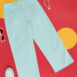 Pantaloons Junior Solid Flared Trousers - Blue-image-55