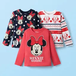 Babyhug Disney Single Jersey Knit Full Sleeves T-Shirt with Minnie Mouse Graphics Pack of 3 - Red Black & White-picture-20