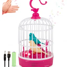 Fiddlerz Talking Bird Cage Toy with USB Charging Recording Function Dancing Wings Bird Sounds and Colorful Lights for Kids Boys Girls Ages 3+ (Multicolor)-picture-12