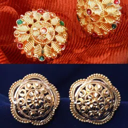 DIVASTRI Set Of 2 Gold-Plated Circular Studs Earrings image 1