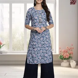 HERE&NOW Women Ethnic Motifs Printed Crepe Kurta-picture-18